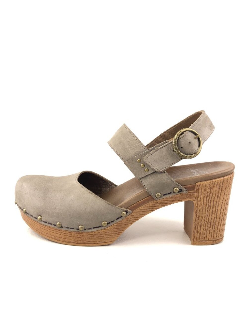 Dansko Dotty Taupe Milled Nubuck Heeled Sandals EUR 41
